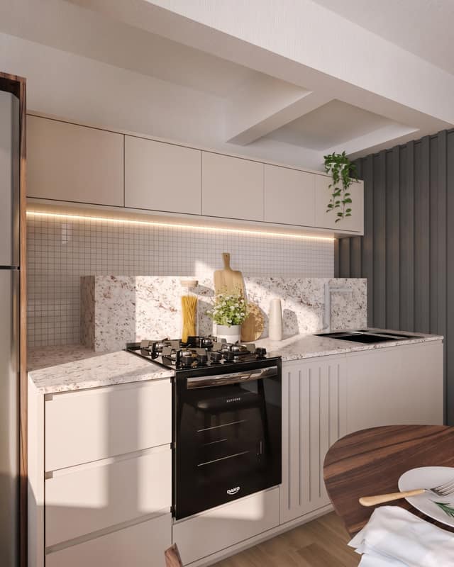 Render fotorrealista de cozinha