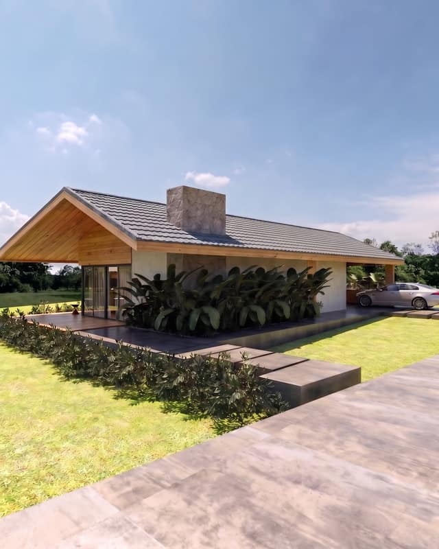 Render externo de casa térrea