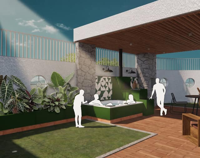 Colagem de área externa com vegetação